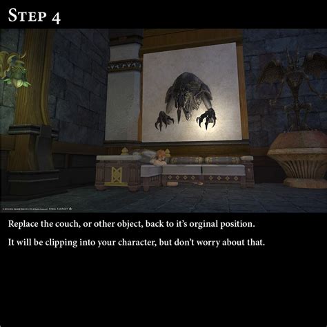 Step 4: Replace the couch or bed so that it is on top of your character. . Ff14 doze anywhere